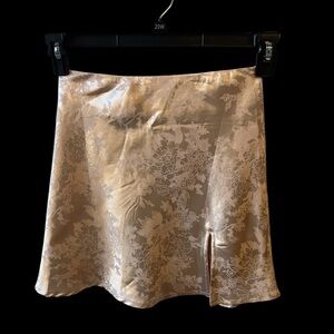 Princess Polly Beige Floral Mini Skirt satin finish
